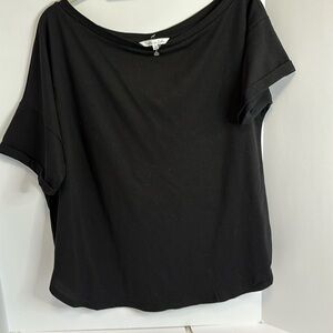 “CULTURE CODE”…BLACK COTTON TEE SHIRT…..SHORT SLEEVE WITH CUFF ROUNDED HEM